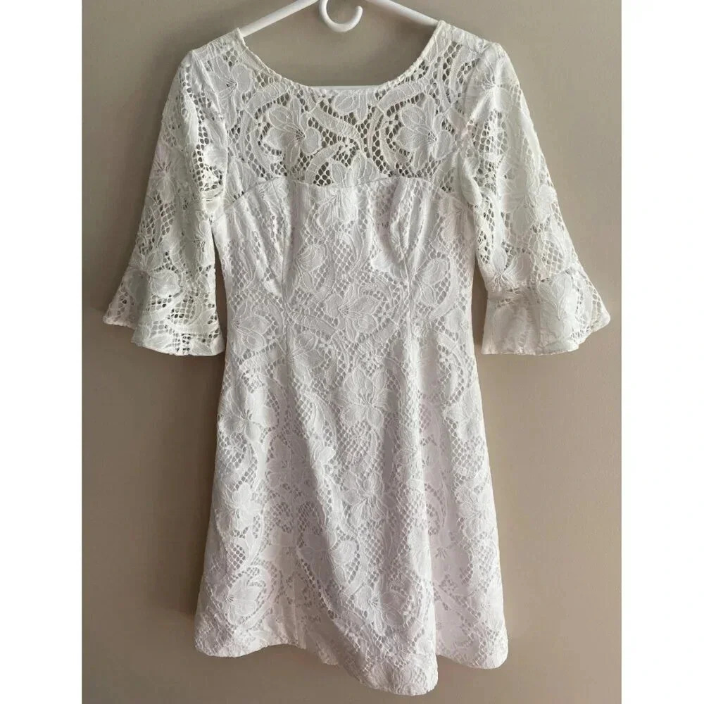 Lilly Pulitzer Allyson Lace Fit and Flare Short Dress Size 0 Bridal - Picture 4 of 16
